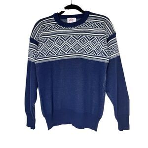 Vintage Ranier Sweater Blue & White Fair Isle Crewneck Size L Classic, Nordic
